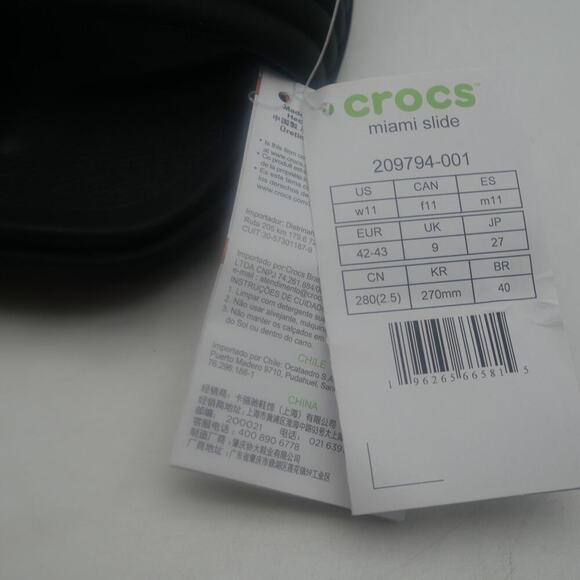 NEW Crocs Miami Sandals Slides BLACK Open Toe Women's 11 - Picture 2 of 8